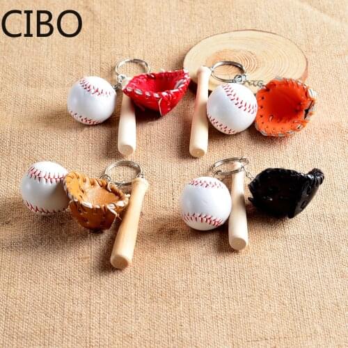 2019 New Mini Three-piece Multicolor Men Bags Car Key Ring Simulated Tennis Baseball Key Chain Couples Lover Gift For Women Key