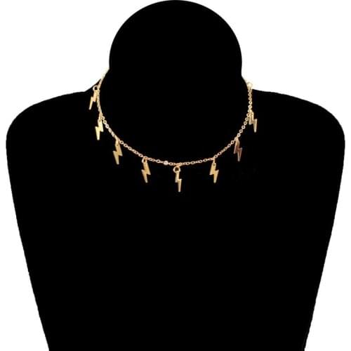 Trendy Lightning Shape Tassel Clavicle Necklace Flash Pendant Gold Silver Exquisite Chain Choker Necklaces for Women Jewelry