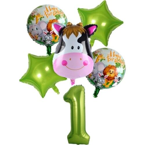 Aluminum Foil Digital Animal Balloon Combination Forest Theme Tiger Monkey Shape Childrens Birthday Party Decoration Supplies