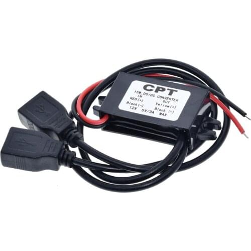 DC-DC Car Power Converter Moudule 12V to 5V 3A 15W Double USB Step Down Power Output Adatper Low Heat Auto Protection