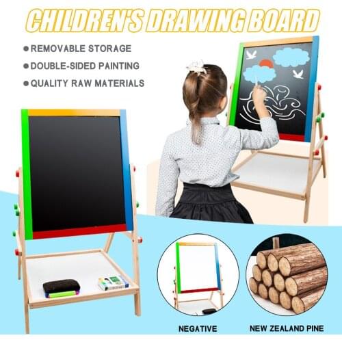 Childrens Multifuncation Wooden Double-sided Magnetic Blackboard Liftable Drawing Board Color Educational Drawing Toys Gifts#g4