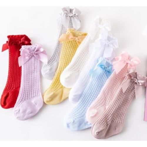 Baby Toddlers Girls Socks Solid Breathable Mesh Cotton Socks Newborn Medium Tube 3/4 Knee High Spanish Style Socks for Girls