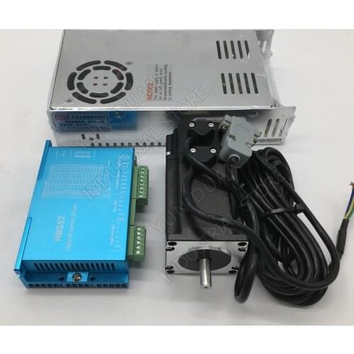 Nema34 12Nm Closed Loop Stepper Motor Driver 86MM AC DC DSP with 400W 60V DC Power Supply Hybird Encoder Easy Step Servo Kits