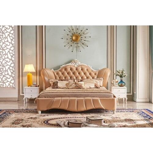 Europe and America Genuine leather bed frame Soft Beds Home Bedroom Furniture cama muebles de dormitorio / camas quarto 1.8*2 m