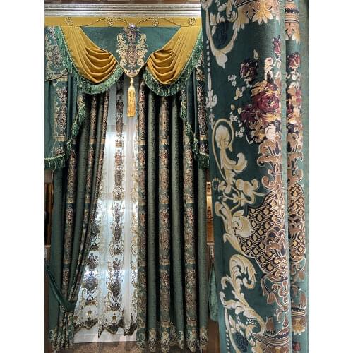 European top luxury jacquard blackout curtains for living room high-quality decorative villa curtains for bedroom apartments