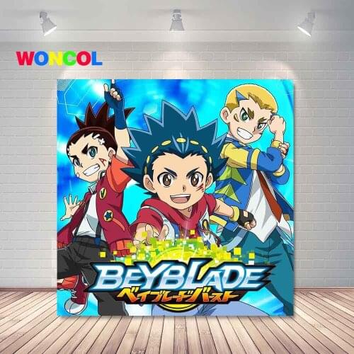 Woncol Beyblade Burst Photography Backdrop Boys Birthday Baby Shower Cartoon Photo Background Blue Vinyl Photo Booth Props