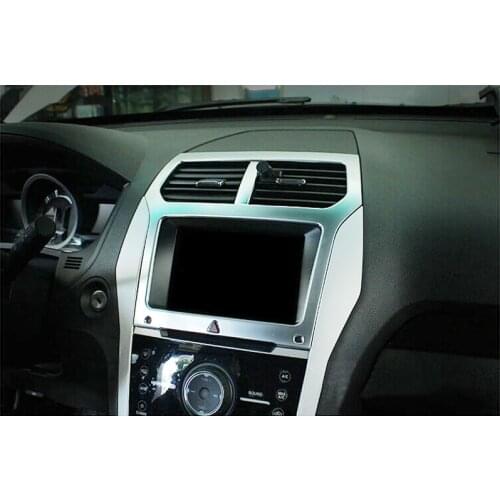 For Ford Explorer 2011-2015 Chrome Middle Console Navigation GPS Frame Decorative Cover Trim Car Styling