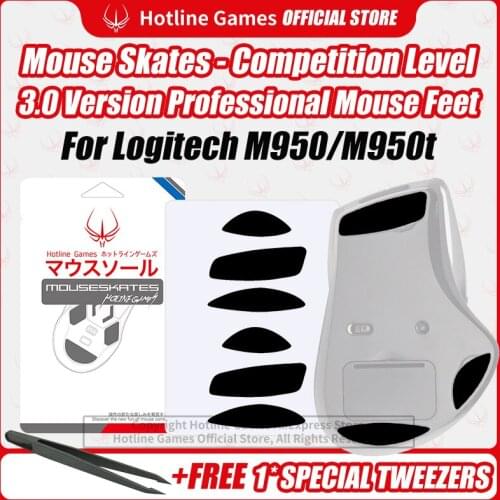 Hotline Games 3.0 Mouse Skates Mouse Feet Replacement for Logitech M950 / M950T Gaming Mouse,Smooth, Durable,Glide Feet Pads