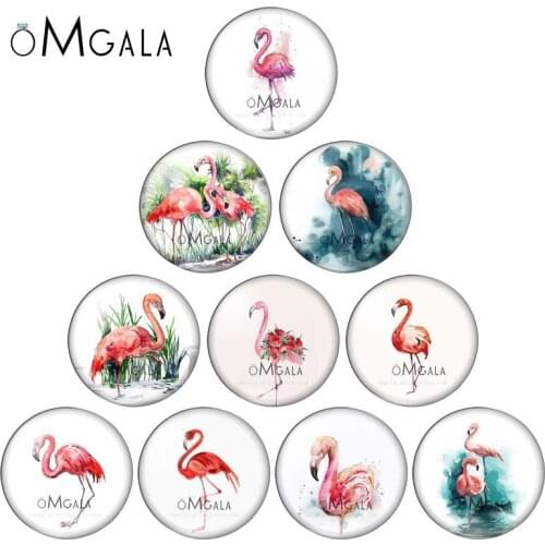 Watercolor Flamingo Animals Art Paintings 10mm/12mm/18mm/20mm/25mm Round photo glass cabochon demo flat back Making findings