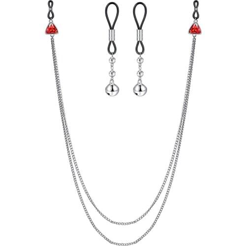 3-5pcs Adjustable Fake Nipple Rings Noose with Chains Non Piercing Nipplerings Piercing Women Faux Body Piercing Jewelry