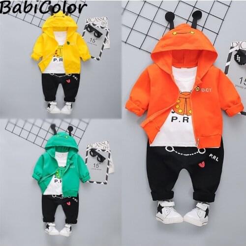 Newborn Baby Girls Clothes Set Spring Autumn Baby Boys Tracksuit Coat+T-shirt+Pant 3pcs Outfit Suit Infant Clothing Sets