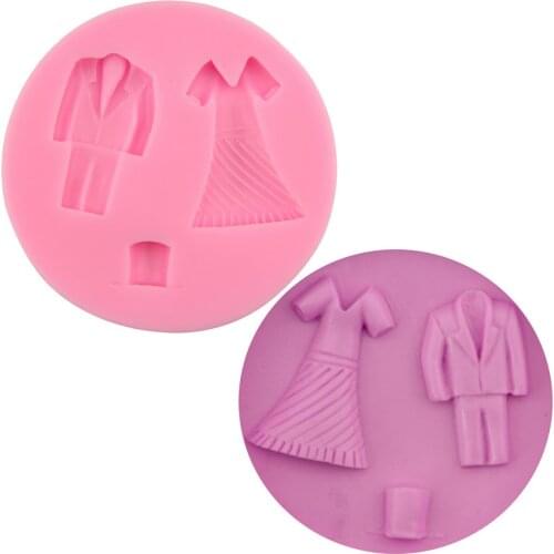 Suit dress hat shape turn sugar chocolate silicone decoration tool DIY baking hand-dropped gum soap mold