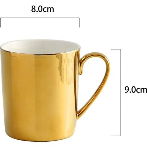 Creative golden simple ceramic mug Stylish silver ceramic coffee cup