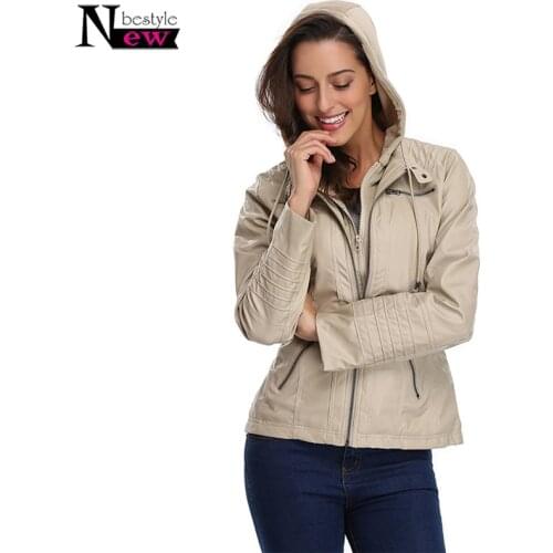 Gothic Faux Leather Jacket Women Hoodies Spring Jacket Women Black Outerwear Faux Leather PU Jacket Women Autumn Motorcycle Coat