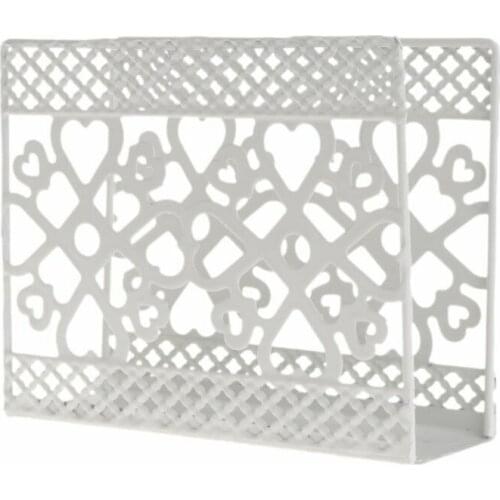 Metal Napkin Serviette Holder Dispenser Paper Tissue Rack Napkins Holding Table Decor For Hotel Restaurant White Metal