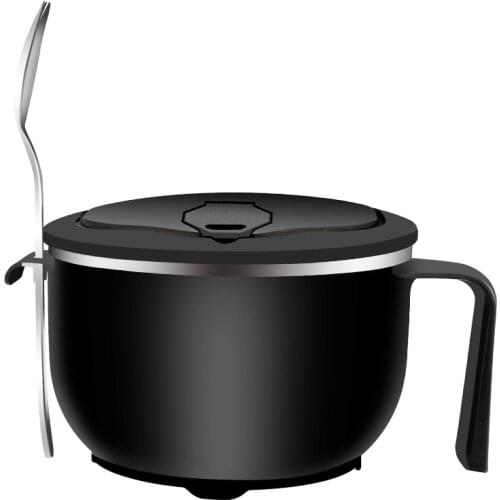 Large Capacity 304 Stainless Steel Instant Noodle Bowl Lunch Box With Lid Food Cup Salad Children Japanese Spoon Chopsticks