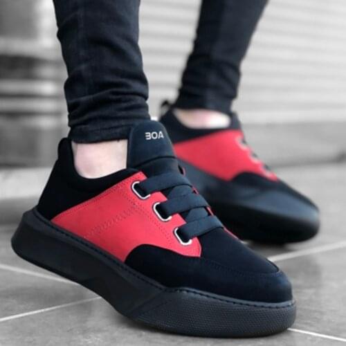 BA0160 Band Men High Sole Black Red Sports Shoe Immediately Shipping Discount Price Turkish Made Stylish Design High Stocked