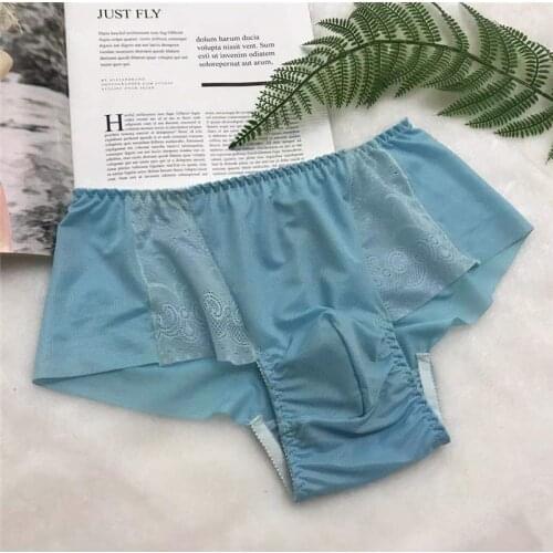 New Sissy Men Underwear Sexy Soft Silky Printed Briefs Breathable Gay Underwear for Men Pants M-4XL