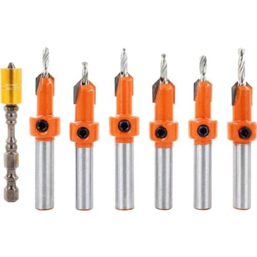 6Pcs Countersink Drill Bit Set HSS Woodworking Countersink Bit Set Professional Wood Hole Drilling Bits