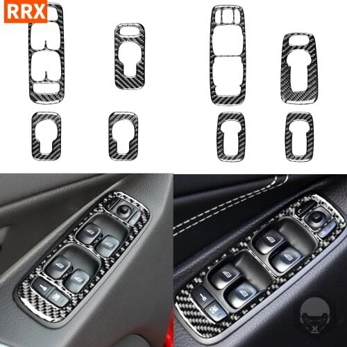 For Volvo XC90 2003-2014 Black Color Carbon Fiber Stickers Window Lift Switch Button Panel Frame Interiors Car Accessories