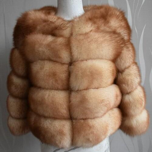 Real Natural 50CM Real Fox Fur Coat Women Winter Vest Jacket Fashion Outwear Real Fox Fur Vest Coat Free Shipping