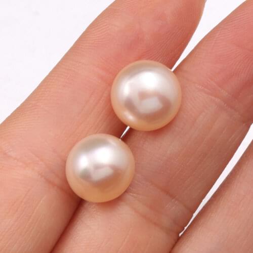 New Pair Of Class A Round White Pearl Earring Beads Simple And Stylish DIY Jewelry Gift Size 11-12mm