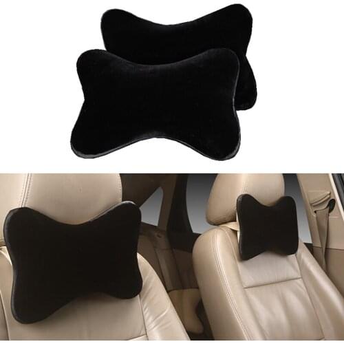 2 PCS Winter Plush Car Pillow Soft Warm 4 Colors Headrest Neck Pillow Soft Comfortable Fit For Most Cars Automobile Accessories