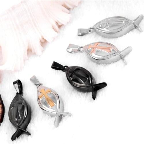 Fish Shape Urn Pendant Cremation Ashes Keepsake Stainless steel Memorial Jewelry for Ashes Locket Link Chain Pendant