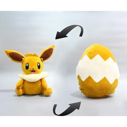 30CM Pokemon Elves Original Eevee Plush Doll Changeable Form Elf Egg Double-sided Pillow Stuffed Toys Anime Peripheral Kids Gift
