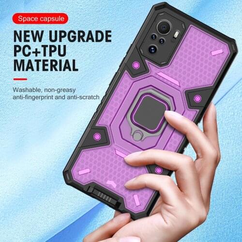Shockproof Heavy Duty Armor Case For Xiaomi Redmi Note 10 4G Transparent Ring Stand Phone Bcak Cover For Readmi Note10 10s 6.43"