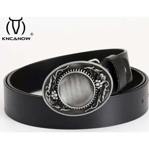 Vintage Classic Men Genuine Leather Belt Blank Bronze Metal Strap Buckle Mens Western Diy Making Finding Crafts Belts For Women