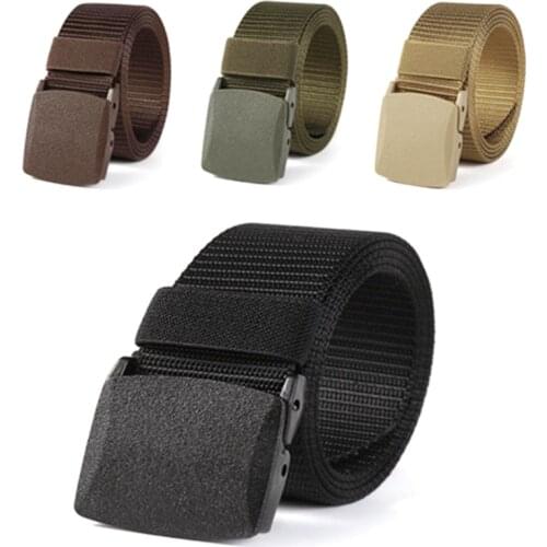 Men Belt Military Nylon Adjustable Belt Men Outdoor Travel Tactical Waist Belt with Plastic Buckle for Pants 125cm Waist Support