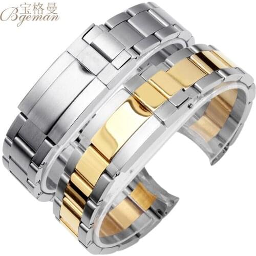 Solid stainless steel strap watch chain male substitutes for labor type black green water ghosts watch steel strap 20mm