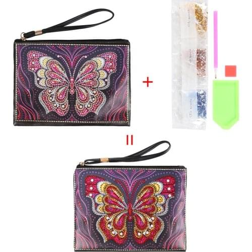 Christmas Gift DIY Special Shaped Diamond Painting Wristlet Wallet Women Clutch Makeup Organizer Storage Bag Cosmetic Handbag