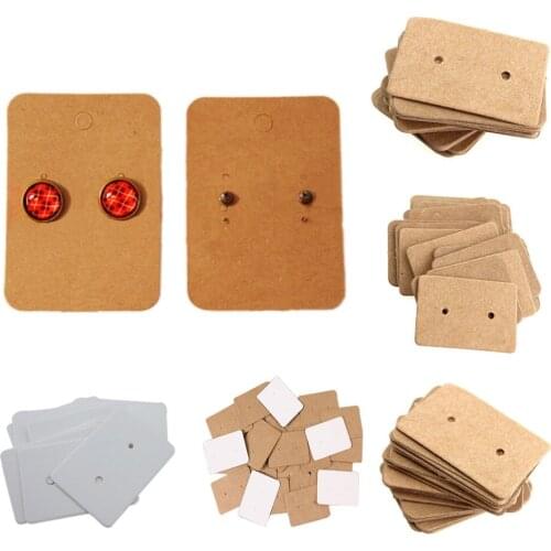 100Pcs Blank Kraft Paper Ear Studs Card Hang Tag Jewelry Display Earring Crads Favor Marking Garment Prices Label Tags 2.5x3.5cm
