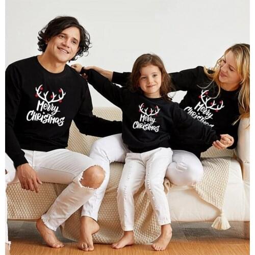 Christmas Mom Baby Mommy and Me Clothes Sweaters Deer Family Matching Sweatshirts Mother Daughter Father Sons Cotton Tops
