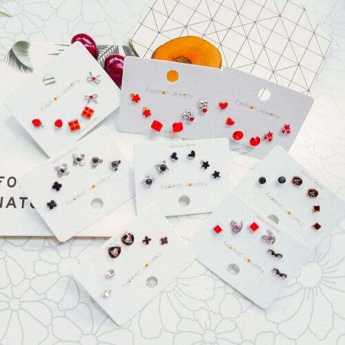 Vintage Red Crystal Star Elegant Wome Stud Earrings Set Wholesale Free Shipping Geometric Pearl Animal Statement Female Jewelry