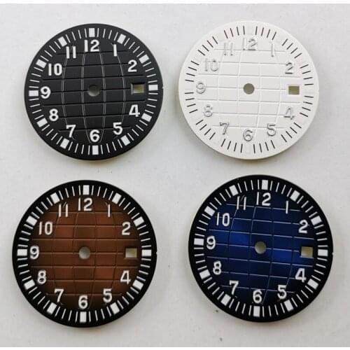 High quality 31.5mm Watch Dial Plate With Date Window Earth Pattern Fit Automatic Movement