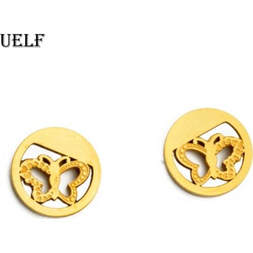 Uelf butterfly retro Earrings Stainless Steel Shell Earrings for Women Statement Jewelry Brincos Pendientes bijoux