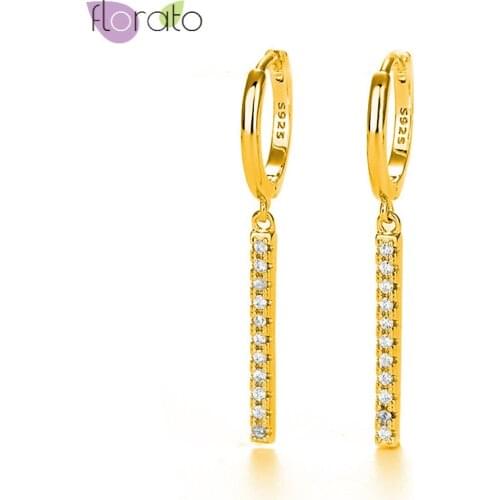 Simple Zircon Crystal Gold Silver color Earrings for Women 925 Sterling Silver Small Hoop Earrings Fashion Jewelry