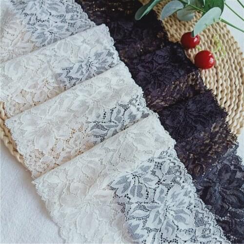 14.5cm White Black Mesh Elastic Embroidered Swiss Lace Fabric Hometextile Couture Accessoire For Diy Sewing Wedding Dress E2137