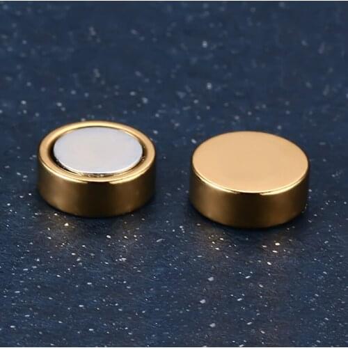 2 Pair Punk Style Men Magnetic Stainless Steel Round Earrings Non-Piercing