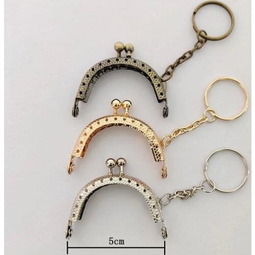 2pcs 5cm Metal Purse Frame Handle Clutch Bag Accessories DIY Kiss Clasp Lock Bronze Embossing HandBag Hardware
