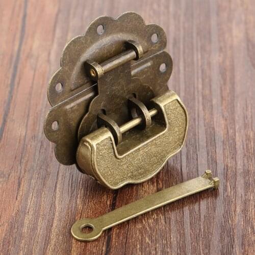2PCS/Set Antique Bronze Chinese Old Lock/Padlock with Box Latch Hasp Buckle Clasp for Jewelry Wooden Box Furniture Hardware