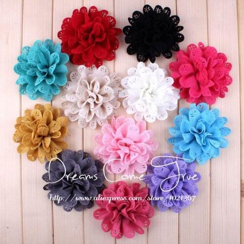 200pcs/lot 3.8" 12 Colors Factory Price Chic Hollow Out Eyelet Fabric Flower Hair Accessories For Children Apparel Headwear