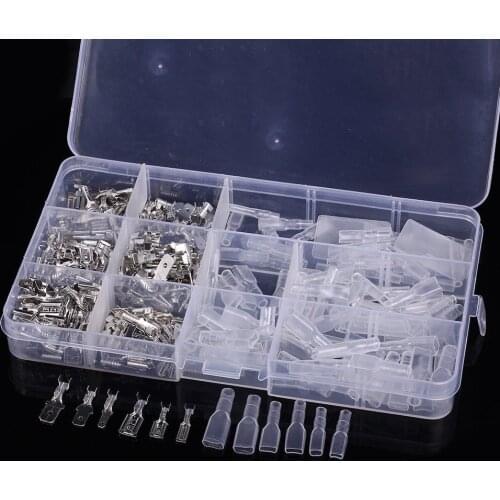 270Pcs/set Electrical Wire Terminal Crimp Connector Insulated Power Cable Terminal Assorted Kit Connectors 6.3/4.8/2.8 Contacts