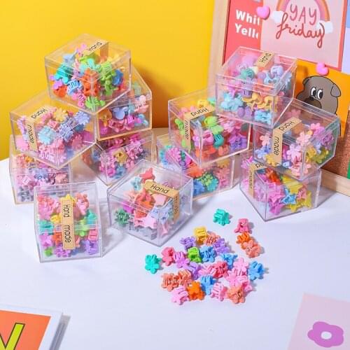 36 Pcs/Box Girls Cute Flower Crown Star Animals Small Hair Claws Kids Candy Color Hair Clips Headband Fashion Hair Accessories