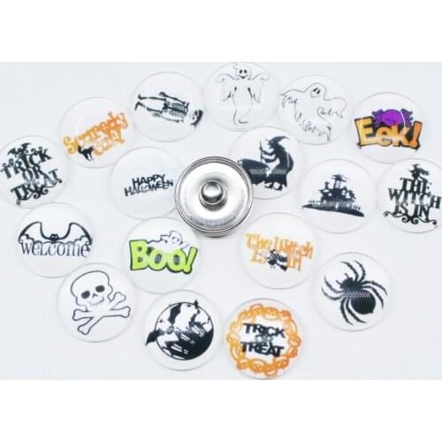 50pcs/lot Mix Halloween Style 2 Witch Pumpkin Bat Cat snap button jewelry DIY snaps bracelet&bangles button jewelry 18mm