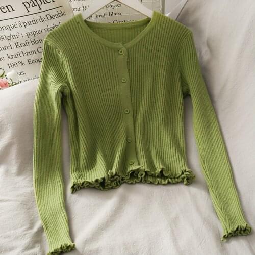 Abrini 2021 Autumn Cropped Cardigan Long Sleeve Cardigan Womens TopWomens Clothing Loose Knitted Cardigan Sweaters For Women