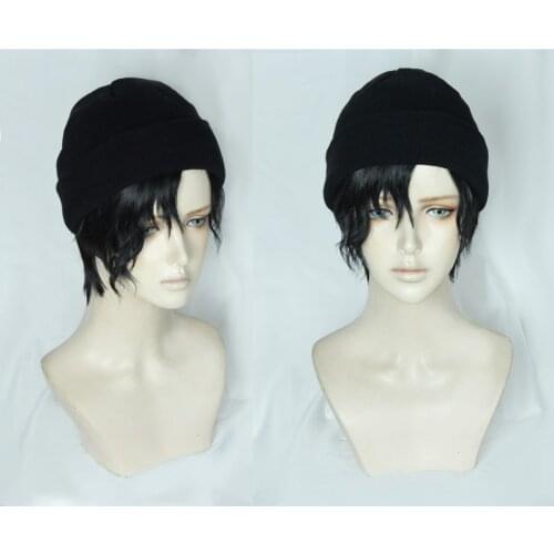 Anime Detective Conan Akai Shuuichi Cosplay Wig Halloween Black Short Wave Party Hair
